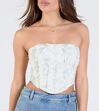 Floral Attitude Lace Trim Corset Top