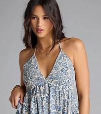 Breezy Cutie Paisley Halter Babydoll Top