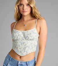 Feeling The Bliss Floral Polka Dot Bustier