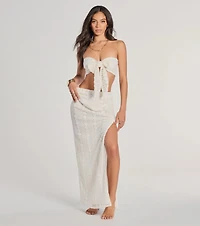 Vacay Ready Tie-Front Bandeau Crochet Crop Top