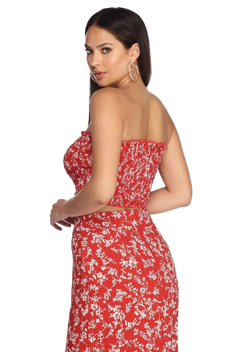 On Vacay Floral Smocked Tube Top