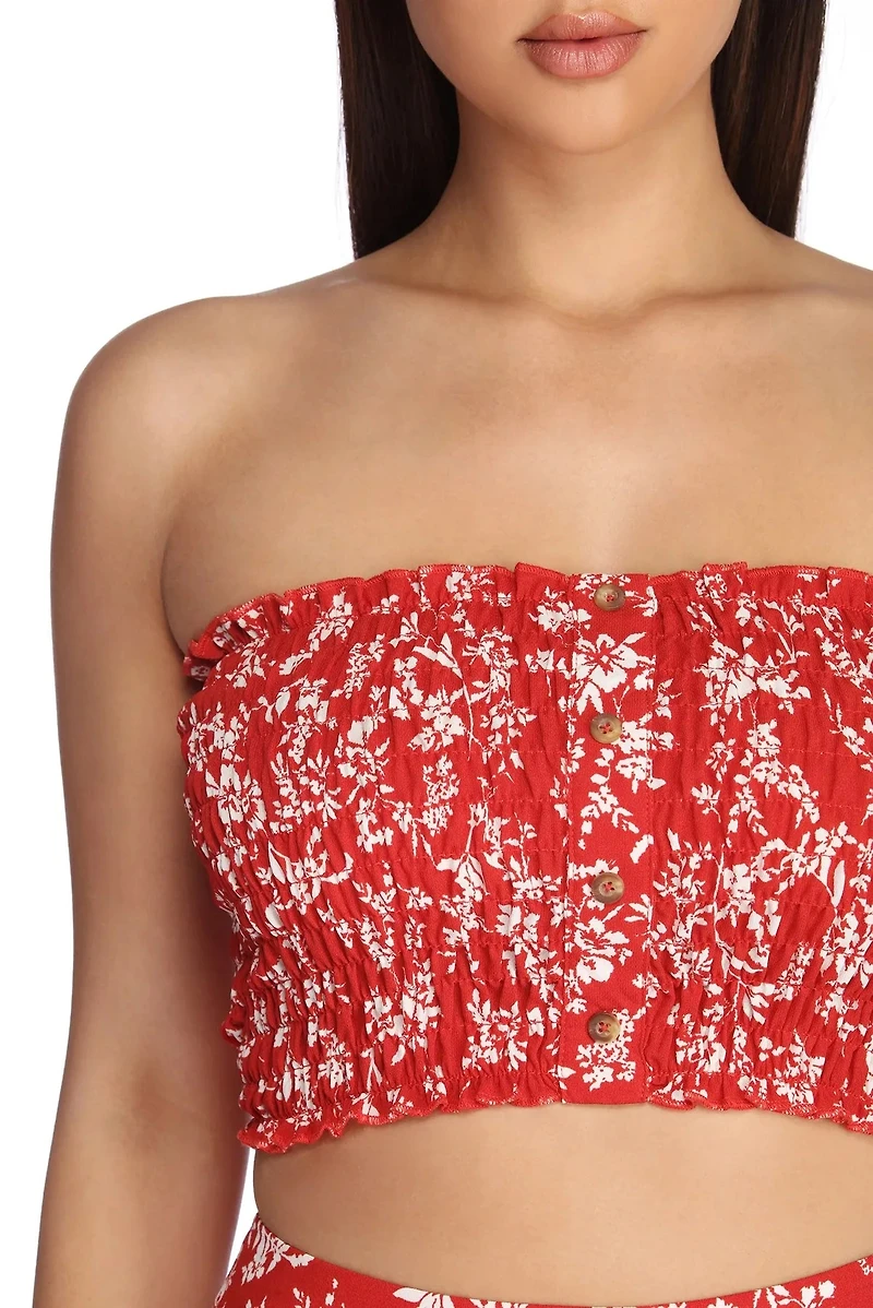 On Vacay Floral Smocked Tube Top