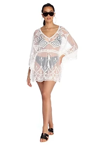 Beach Ready Embroidered Mesh Cover Up