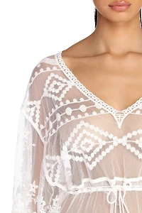 Beach Ready Embroidered Mesh Cover Up