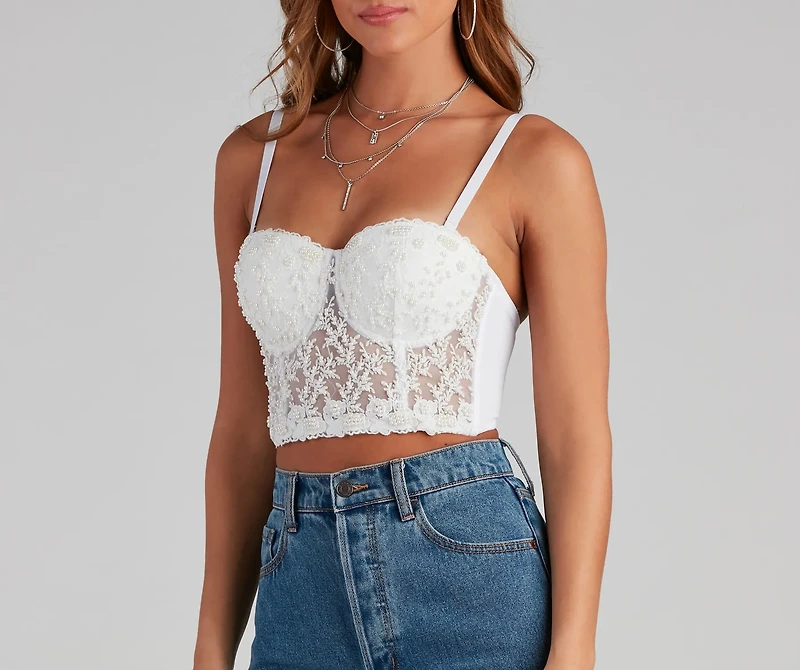 Pretty Pearls Hand Beaded Bustier