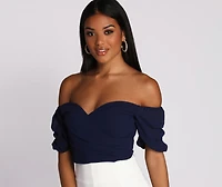 Chiffon And On Crop Top