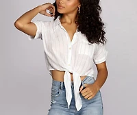 Pinstripes N' Palm Trees Top