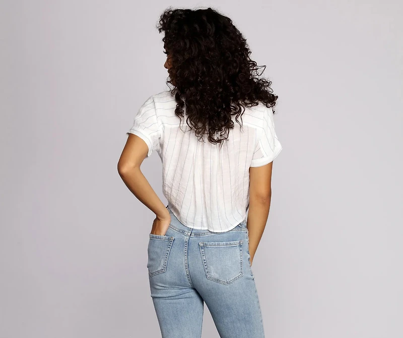 Pinstripes N' Palm Trees Top