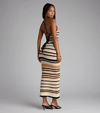 So Gorgeous Lace-Up Striped Maxi Dress