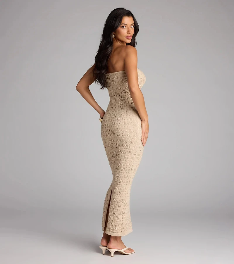 Barefoot Bliss Strapless Crochet Maxi