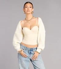 Sweet And Cozy Oversized Knit Sweater Bolero