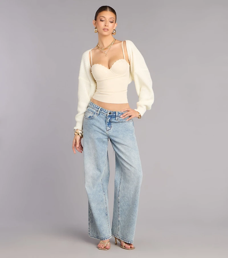 Sweet And Cozy Oversized Knit Sweater Bolero