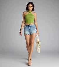 Main Squeeze Ribbed Knit Halter Top