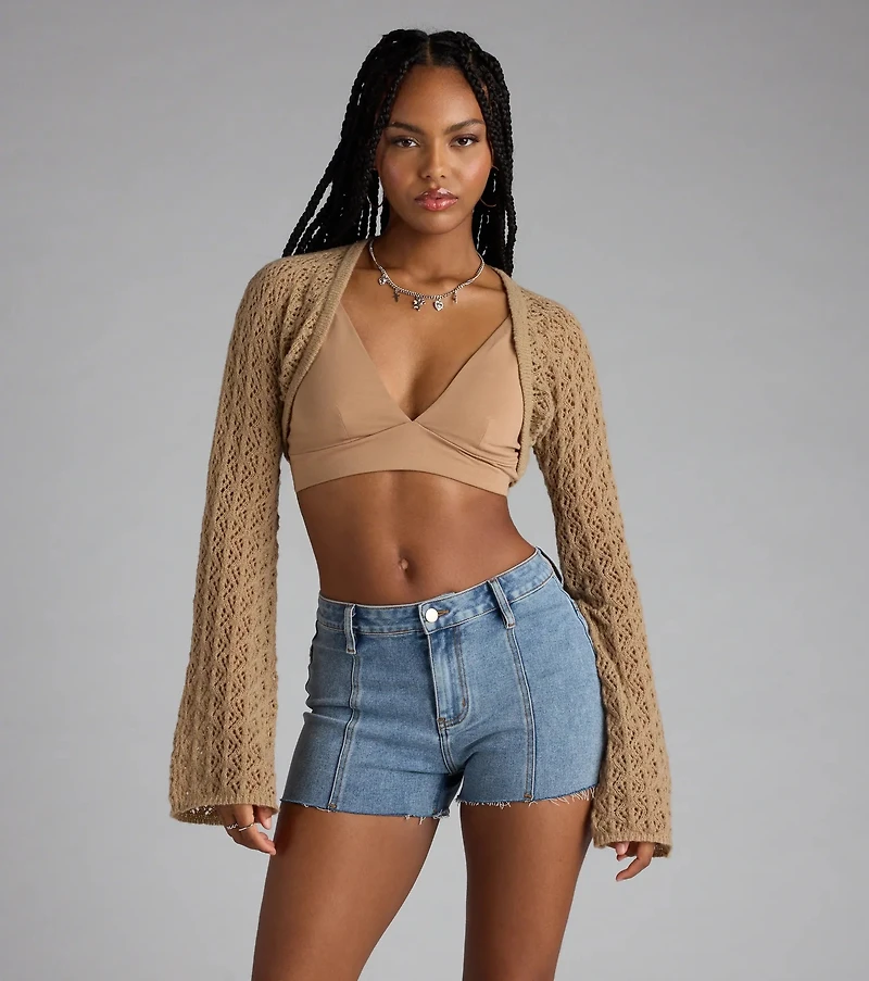 Feeling Breezy Crochet Bolero Sweater