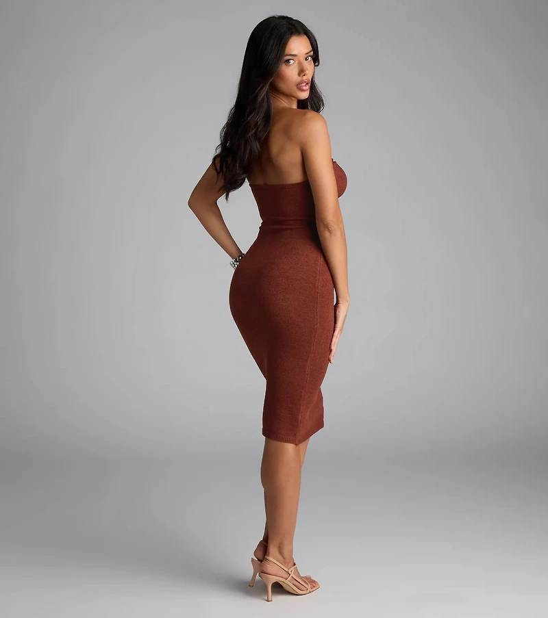 Effortless Influence Strapless Bodycon Midi Dress