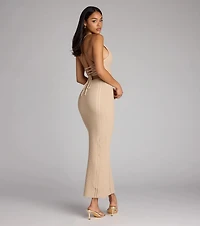 Beach Goddess Crochet Lace-Up Maxi Dress