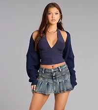 Sweet And Cozy Oversized Knit Sweater Bolero