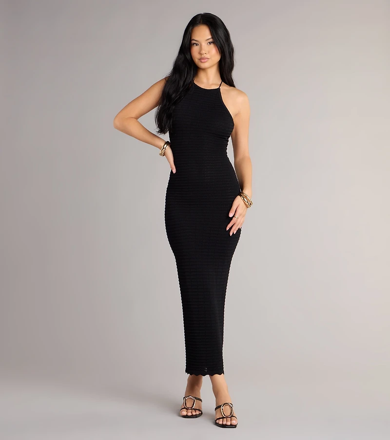 It Girl High Neck Lace Up Maxi Dress