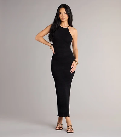 It Girl High Neck Lace Up Maxi Dress