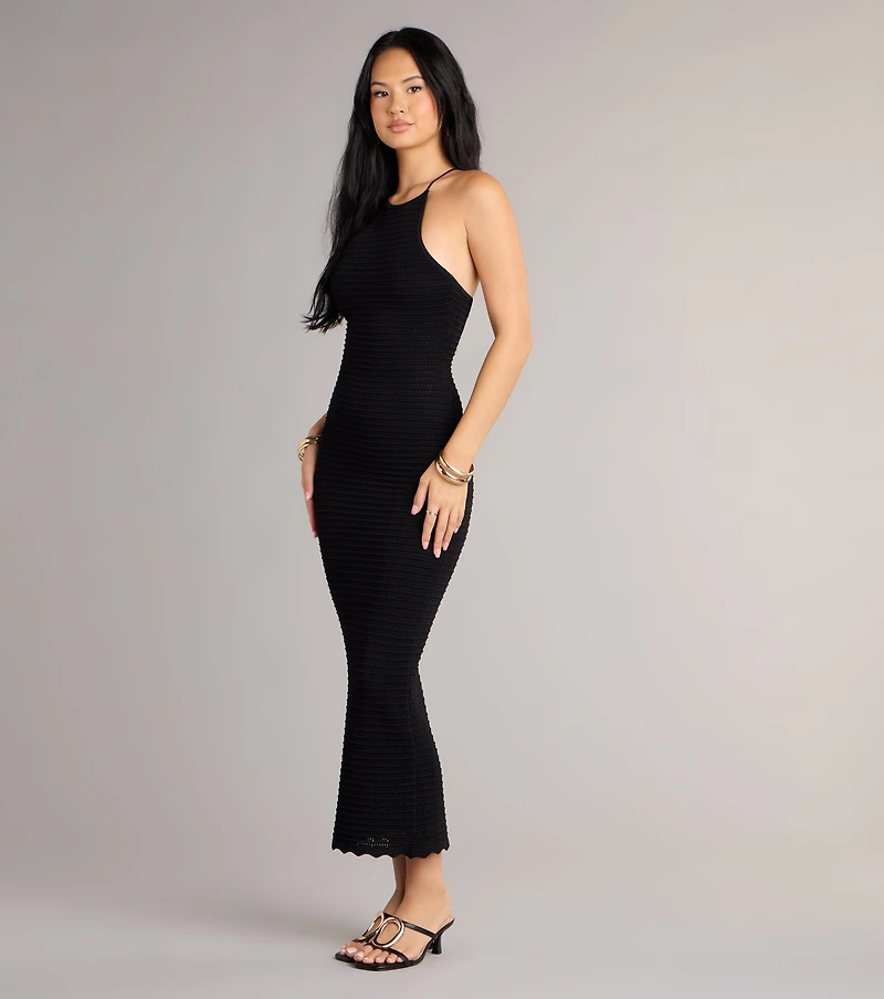 It Girl High Neck Lace Up Maxi Dress