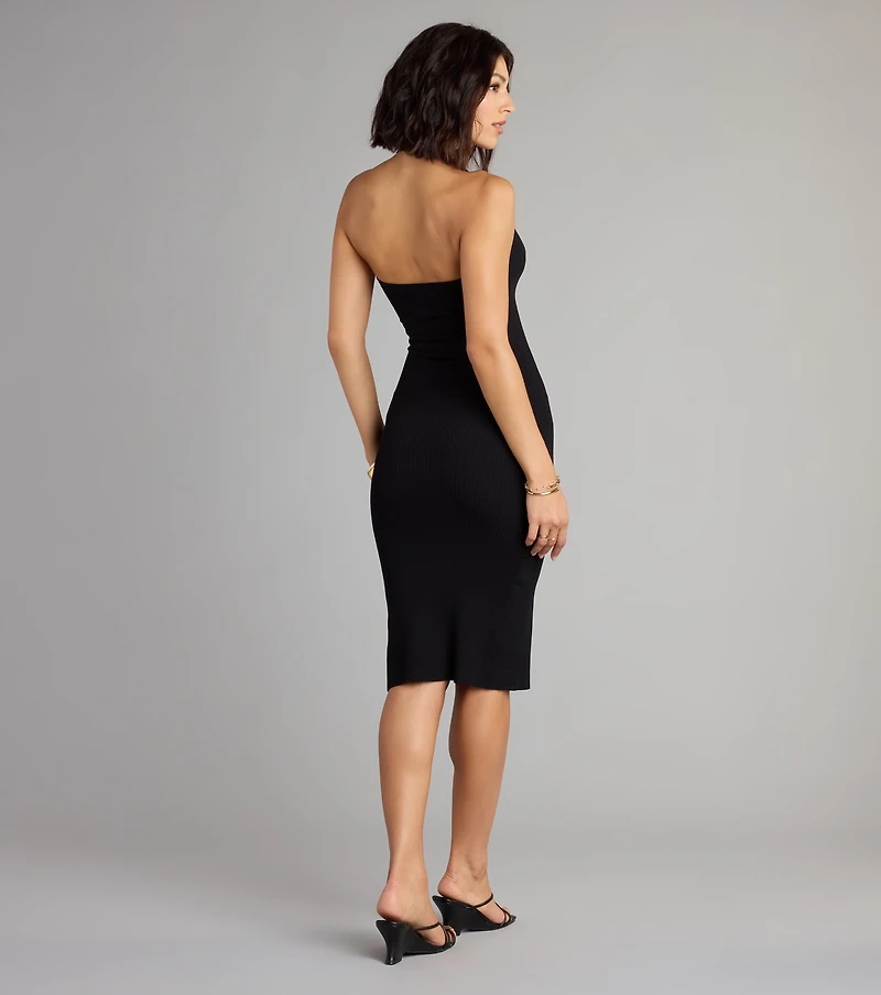 Hot Take Ribbed Halter Midi Dress