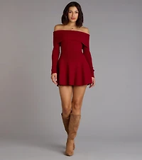 Chic Staple Ribbed Knit Skater Dress