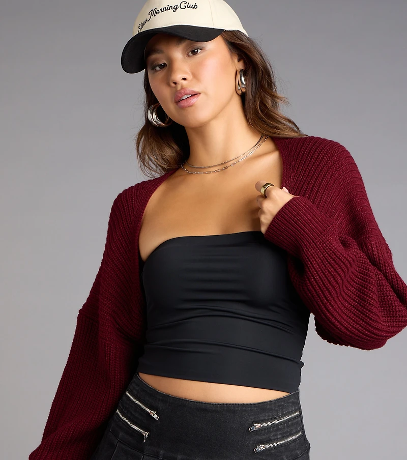 Sweet And Cozy Oversized Knit Sweater Bolero