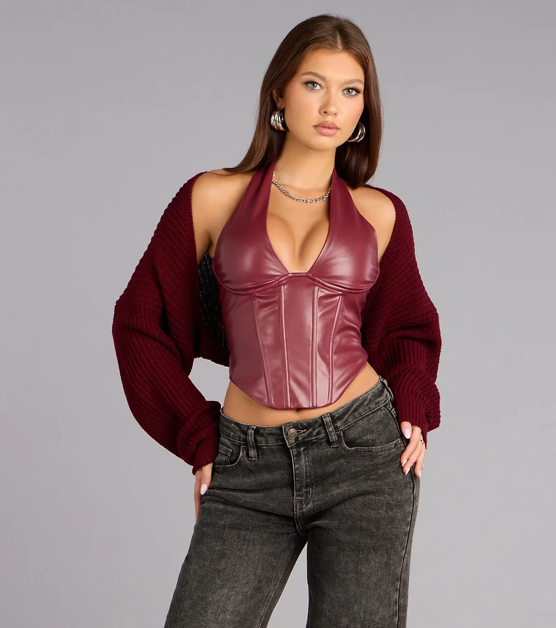 Sweet And Cozy Oversized Knit Sweater Bolero