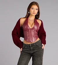 Sweet And Cozy Oversized Knit Sweater Bolero