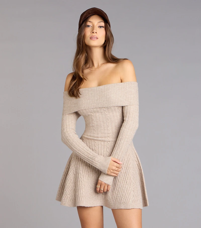 Wrapped Up Cute Off-The-Shoulder Dress