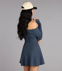 Chic Staple Ribbed Knit Skater Dress