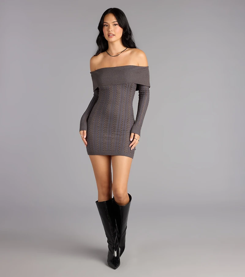 Cozy Allure Cable Knit Mini Dress