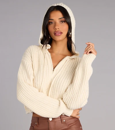 Keep It Chill Knit Crop Hoodie