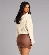 Keep It Chill Knit Crop Hoodie