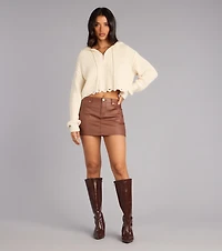 Keep It Chill Knit Crop Hoodie