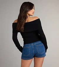 Chic Stroll Off-The-Shoulder Sweater