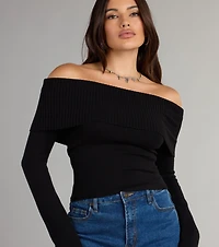 Chic Stroll Off-The-Shoulder Sweater