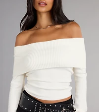 Chic Stroll Off-The-Shoulder Sweater