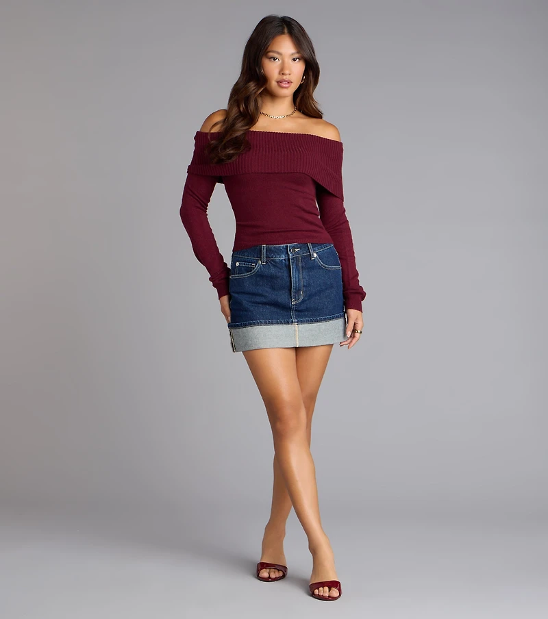 Autumn Allure Off-The-Shoulder Sweater