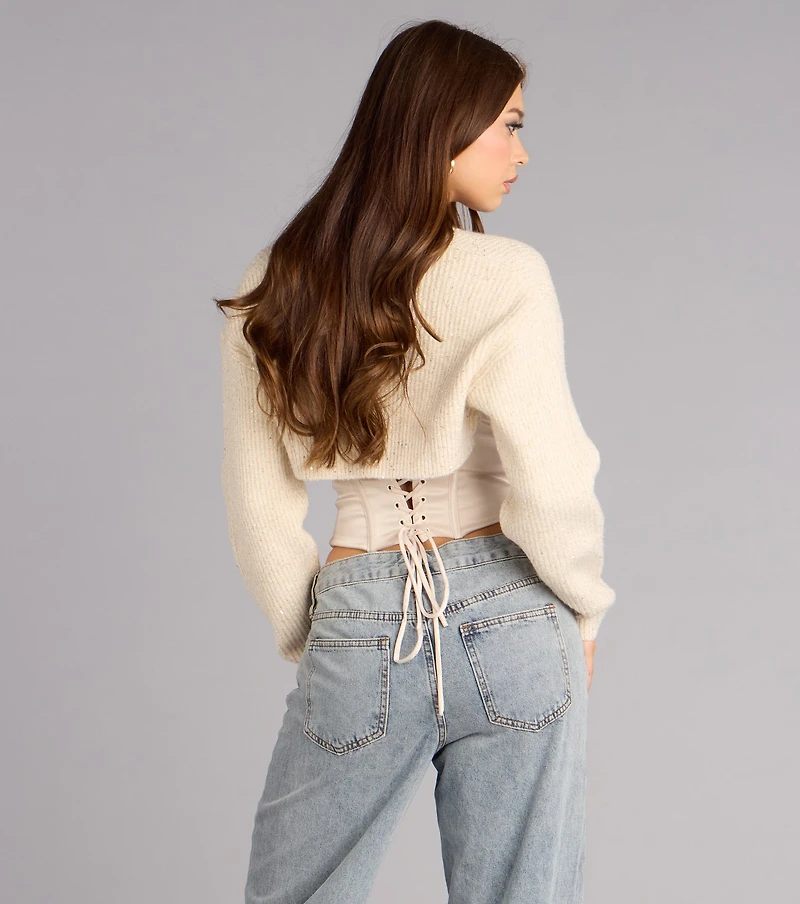 Cozy Chic Lurex Bolero Shrug