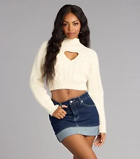 Heart to Cable Knit Crop Sweater