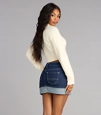 Heart to Cable Knit Crop Sweater