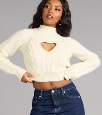 Heart to Cable Knit Crop Sweater