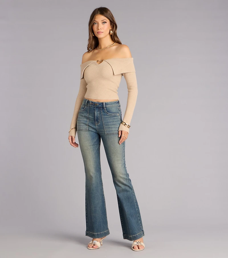 Saddle Chic Off Shoulder Top