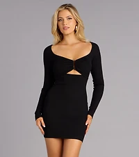 Effortless Confidence Ribbed Knit Cutout Mini Dress
