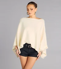 Cozy Hour Flowy Sweater Poncho