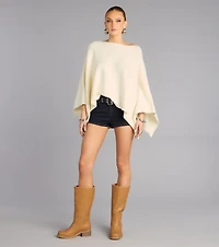 Cozy Hour Flowy Sweater Poncho