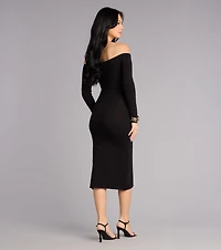 So Alluring Off-The-Shoulder Cutout Midi Dress