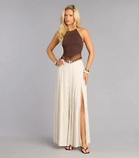 Weekend Vibes Fringe-Trim Halter Top