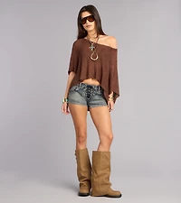 So Breezy Off-Shoulder Poncho Top